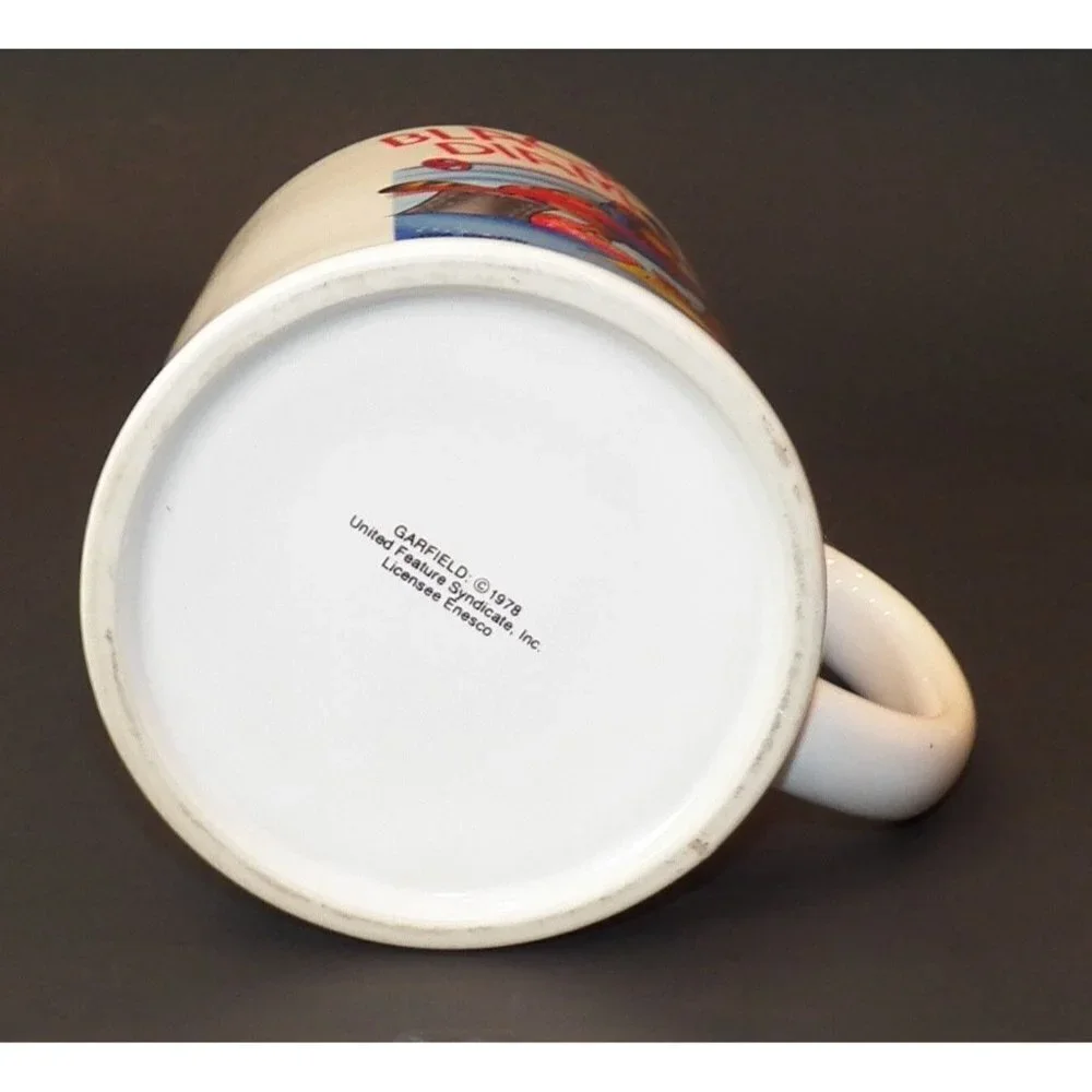 VTG Garfield Black Diamond Skiing Mug Coffee Cup Glass 1978 Enesco